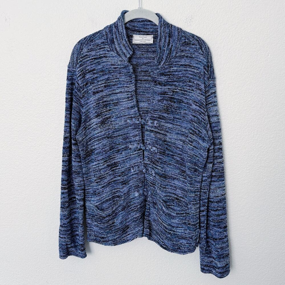 [Vintage] Brenda French Rags Blue Space Dye Knit Cardigan Sweater Size Medium M